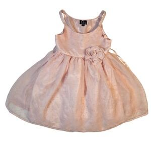 Lilt Girls Peach Swiss Dot Floral Accent Sleeveless Party Dress Size 5